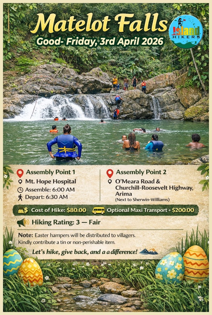 Matelot Falls Good Friday hike flyer for 3 April 2026