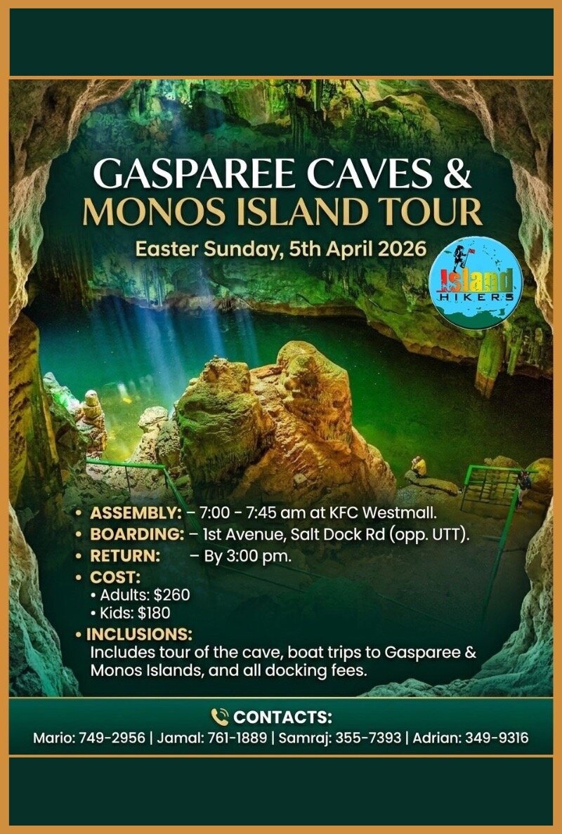 Gasparee Caves and Monos Island Tour flyer for Easter Sunday 5 April 2026