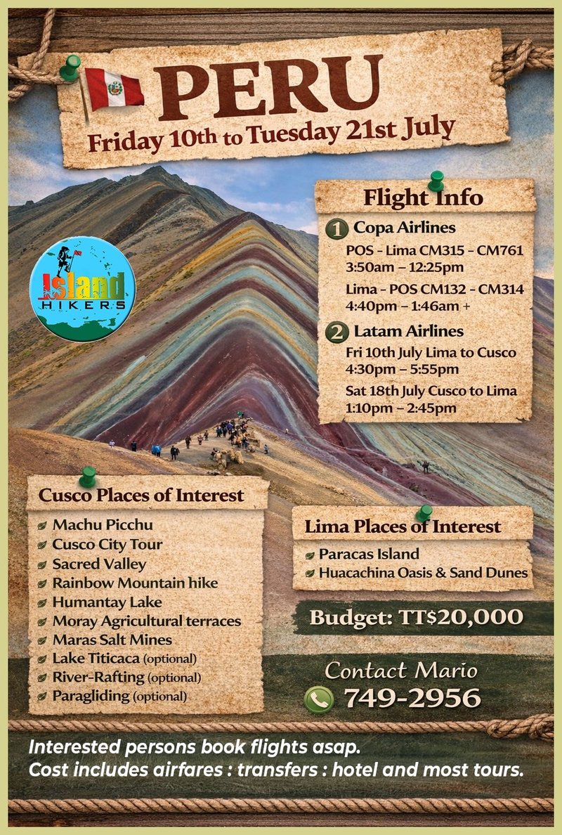 Peru 2026 Island Hikers tour flyer